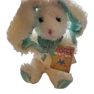 Vtg" Commonwealth White Bunny Long Floppy Ears Plush‎ Stuffed Animal Easter Bow